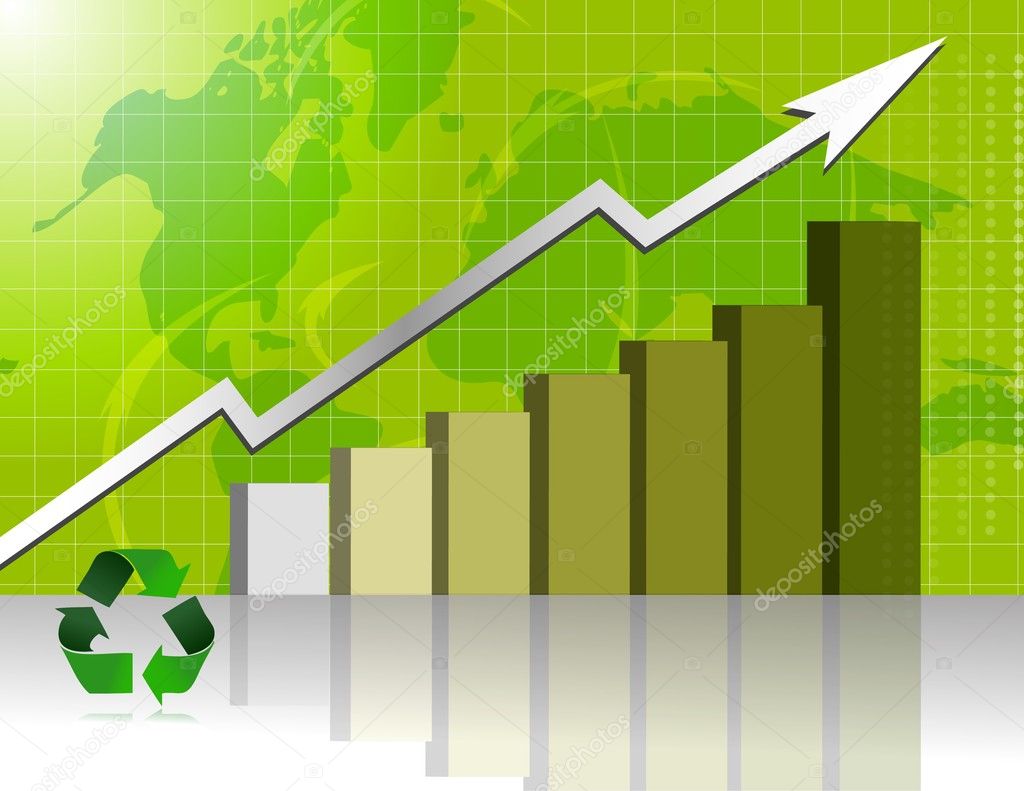 Green Business graph with world background File also available / Gr ...