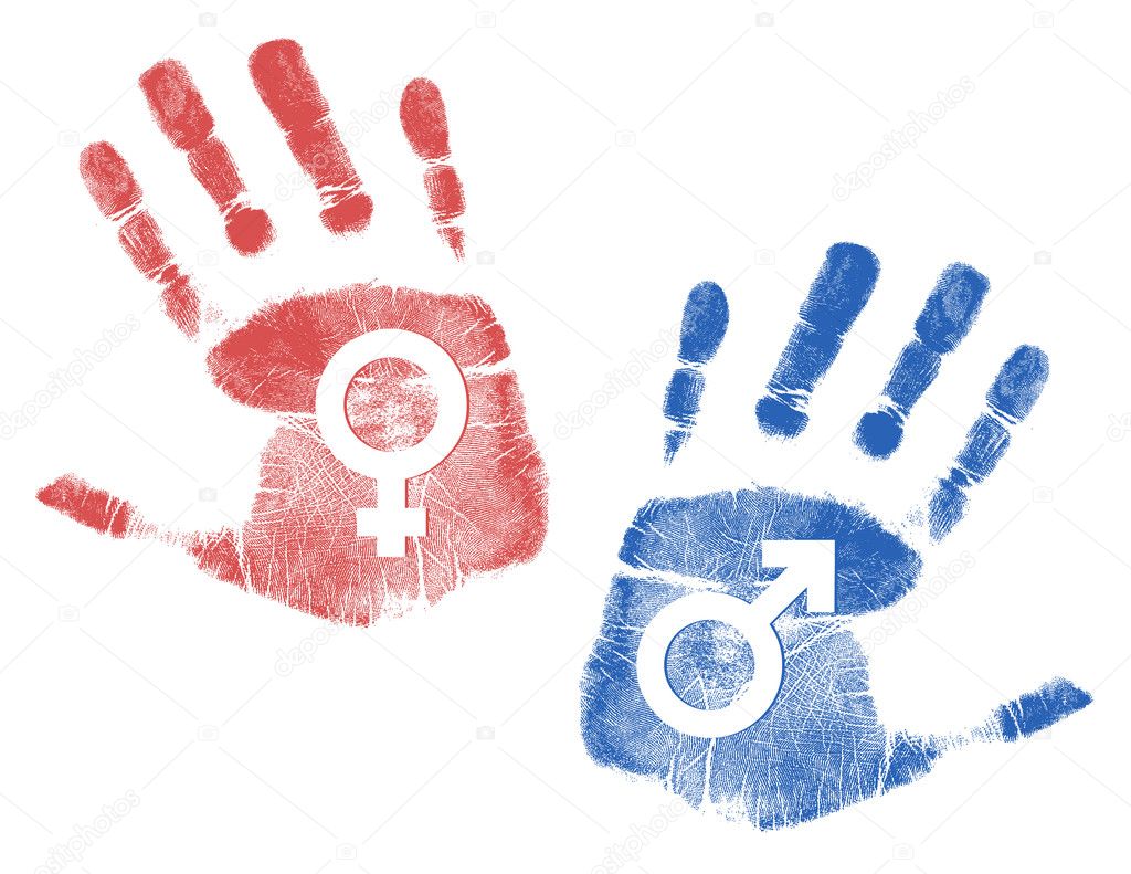Male and female Handprint signs