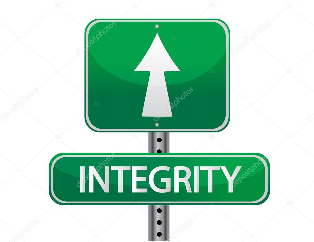 Integrity road sign isolated on a white background.