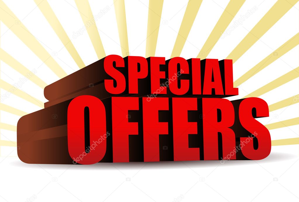 special offers 3d illustration design over yellow rays of light