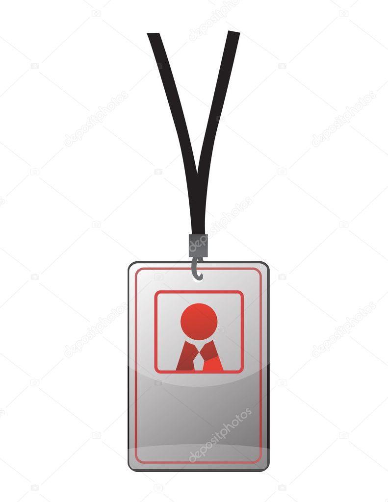 Security ID pass on a black lanyard. Isolated on white, ready for your text