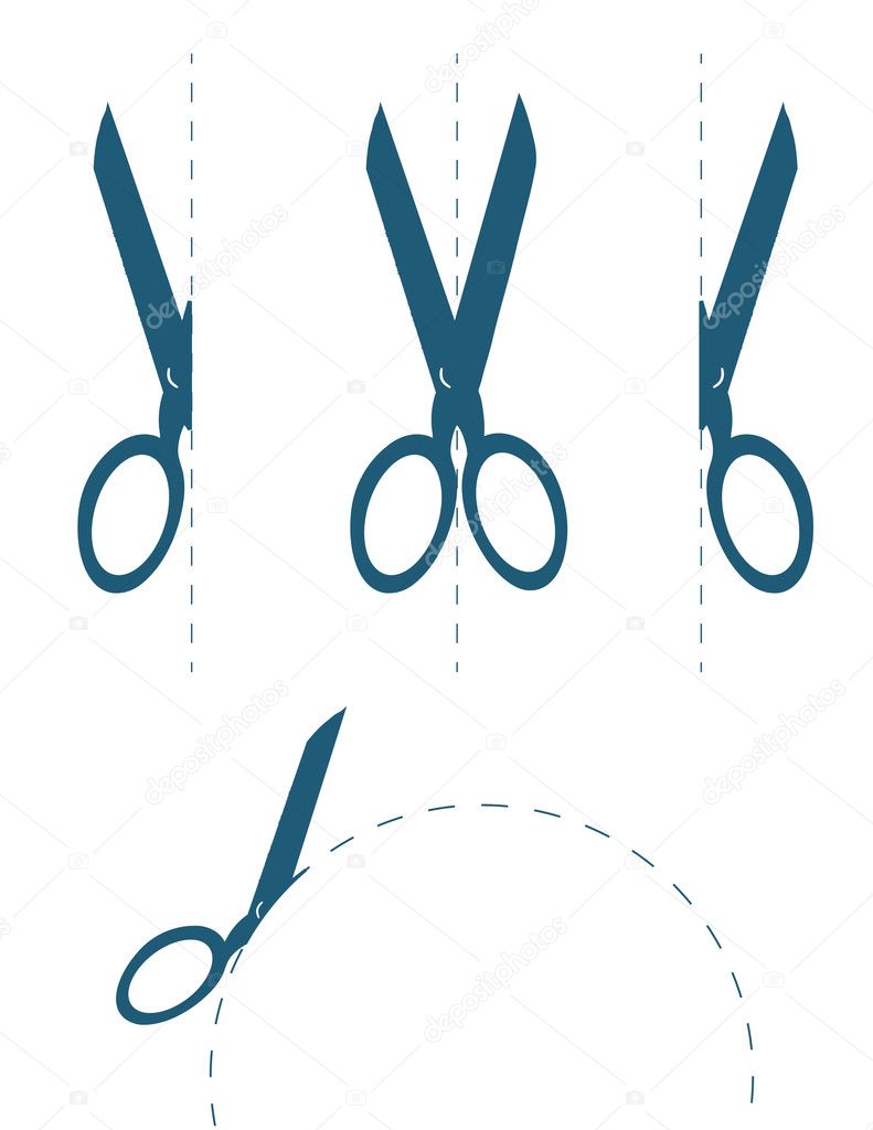 Scissors cutting along the dotted line illustration design