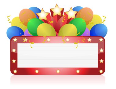 Billboard with balloons and confetti clipart