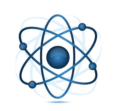 Mavi atom illüstrasyon izole beyaz bir arka plan üzerinde