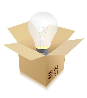 Idea travel concept - bulb in box illustration design clipart