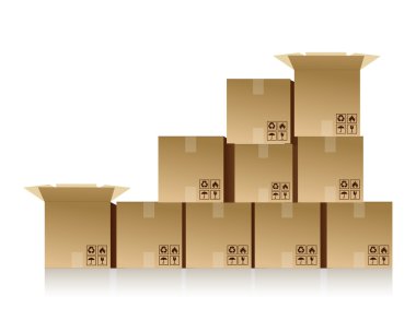Boxes stacked up over a white background clipart