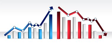 Up and down financial chart illustration design clipart