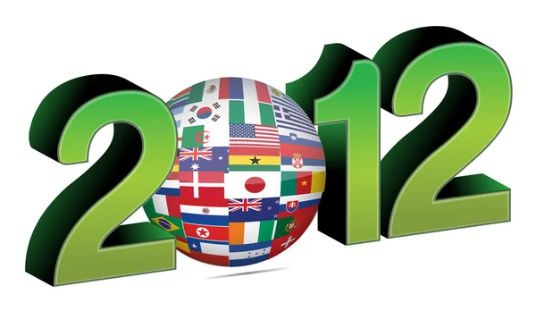 Ano Novo 2012 ilustração com 3d bandeira globo — Fotografia de Stock