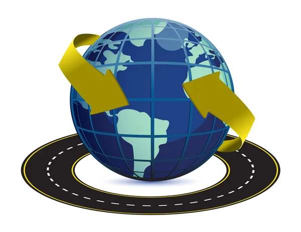 Illustration of road around the earth on white background — Stock Photo, Image