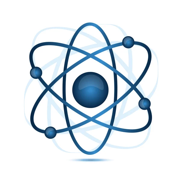 Blue atom illustration isolated over a white background — Stock Photo, Image
