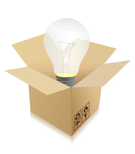 アイデア旅行コンセプト - ボックス イラスト デザインの電球 — ストック写真