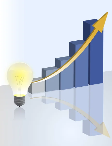 Ideia lâmpada gráfico de negócios com fundo mundial . — Fotografia de Stock