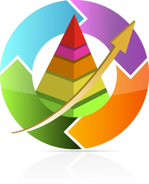 지속적인 비즈니스 이동 피라미드 차트 그림 디자인 — 스톡 사진