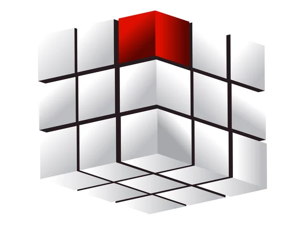 Concepto de negocio - cubo blanco con un pequeño punto rojo . — Foto de Stock