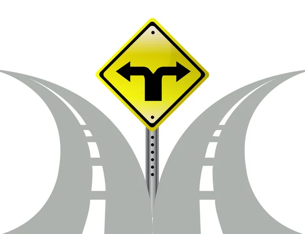 Besluit keuze richting pijlen verkeersbord — Stockfoto