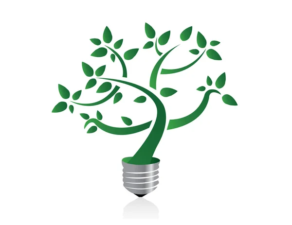 Árbol en zócalo de bombilla que simboliza la ecología y el medio ambiente amigable — Foto de Stock