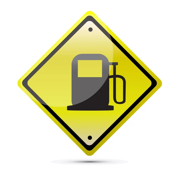 白色の背景上のガソリン スタンド黄色の看板イラスト デザイン — ストック写真
