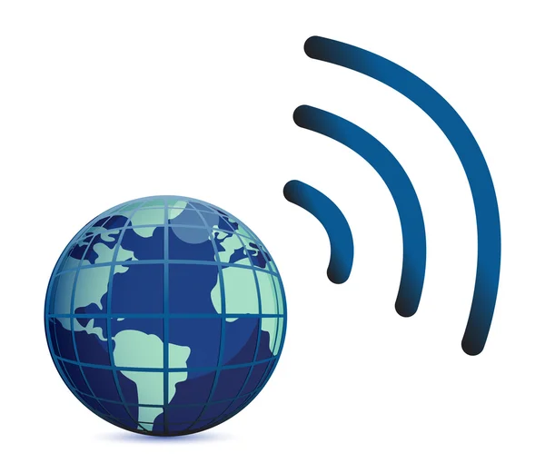Connessione wireless con il globo terrestre isolato su bianco — Foto Stock