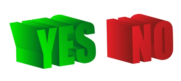 Ja och nej grön och röd text orden över vita — Stockfoto