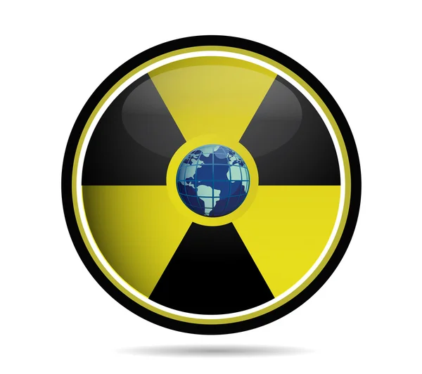 Nukleares Zeichen mit Erdkugel auf weißem Hintergrund — Stockfoto