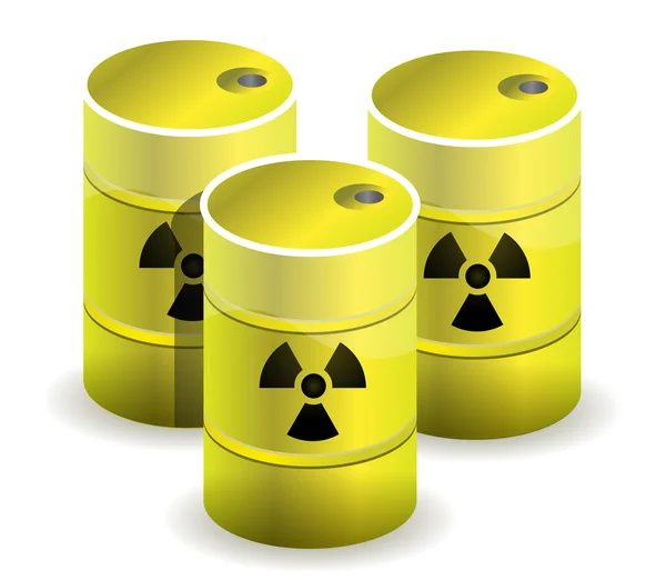 Símbolo radioactivo impresso num barril de resíduos nucleares — Fotografia de Stock