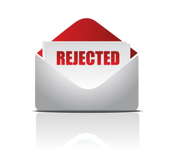 Rejeitado (carta) ilustração de envelope de correio sobre fundo branco — Fotografia de Stock