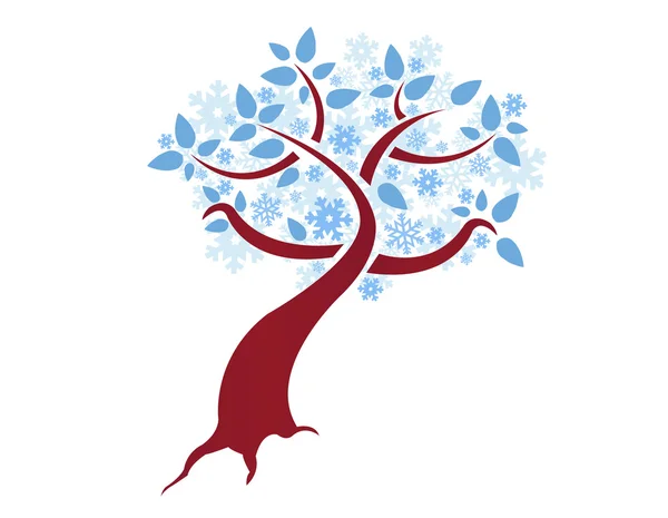 Stylized winter snowflake tree illustration design over white — Stock Photo, Image
