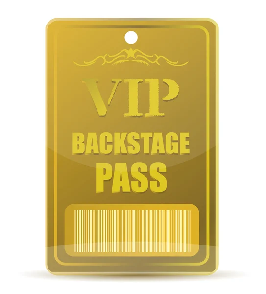 Gold VIP backstage pass with bar code, isolated on white background. — Stock Photo, Image