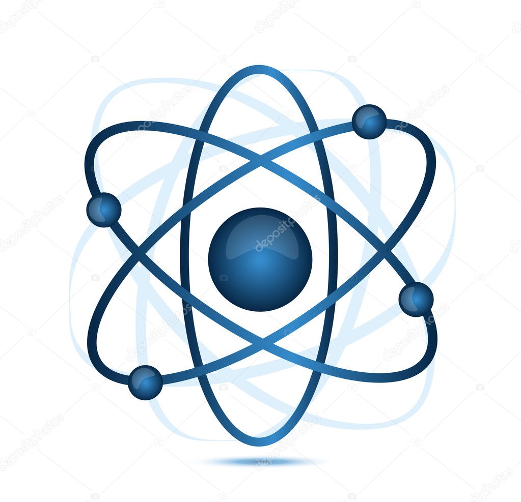 Blue atom illustration isolated over a white background