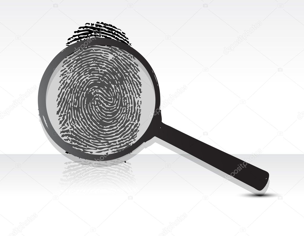 Illustration of a magnifying glass over a fingerprint