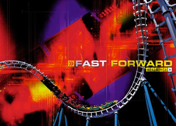 Roller coaster with graphic background — Stock Photo, Image