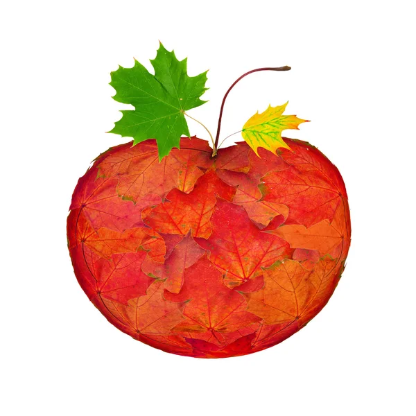 Apfel aus Blättern — Stockfoto