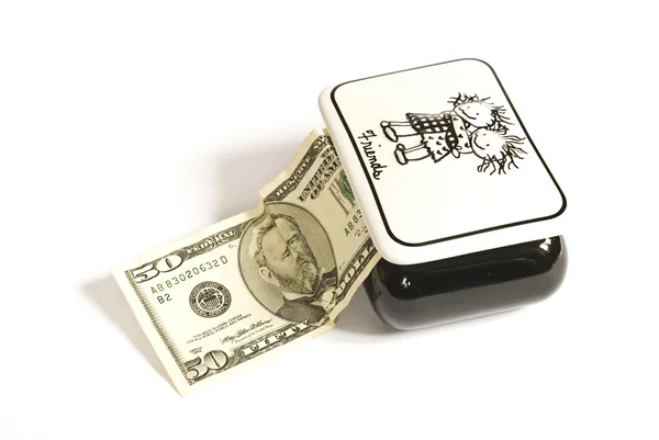 Dólar e caixa — Fotografia de Stock