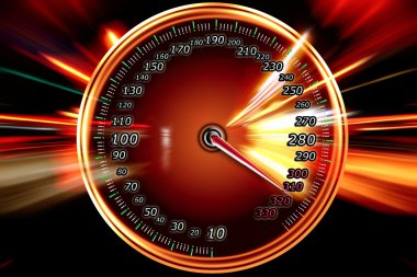 Acceleration speed motion on speedometer clipart