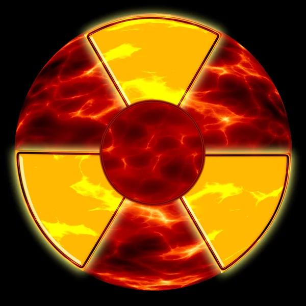 Radiation hazard sign on the background of ecological disaster — Stock Photo, Image