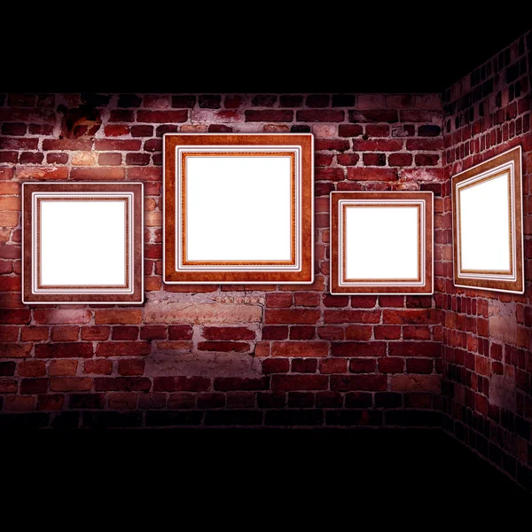 Frames oud leer op een brickwall — Stockfoto