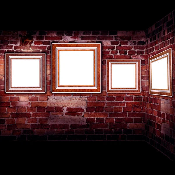 Frames oud leer op een brickwall — Stockfoto