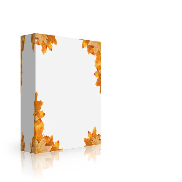 Schachtel mit einem Ahornblatt — Stockfoto