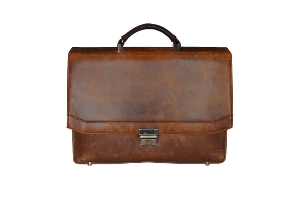 stock image Old worn leather briefcase