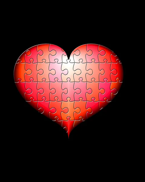 Streszczenie serca 3d puzzle — Zdjęcie stockowe