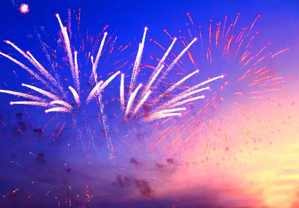 stock image Fireworks in evening sky