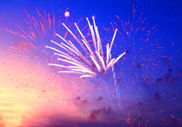 stock image Fireworks in evening sky