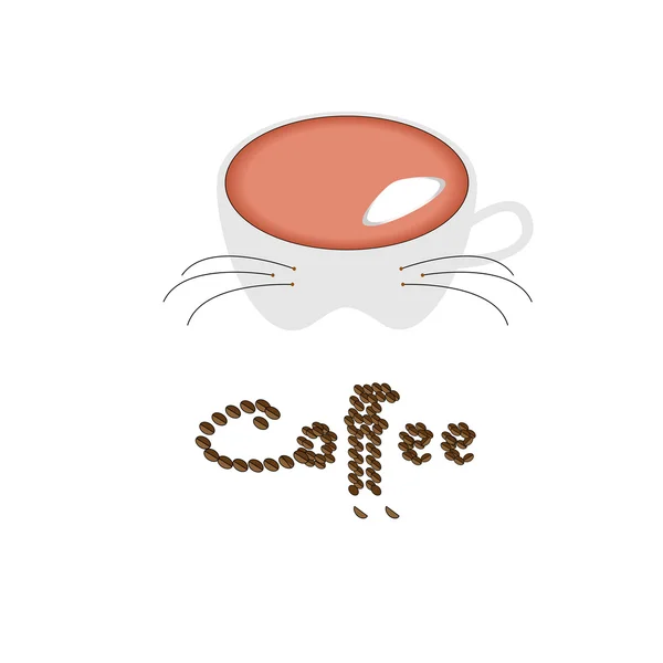 Silhouette des Tieres gegen Tasse Kaffee — Stockvektor
