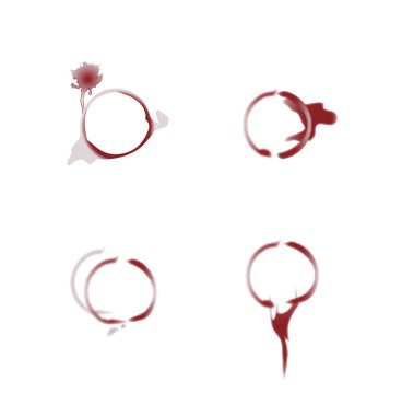 Close up of wine glass marks on white clipart