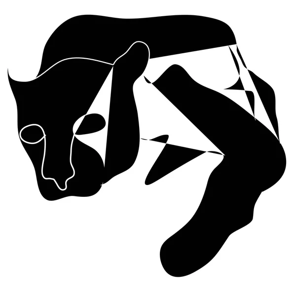 Art cubismo silhouette nera di pantere nere — Vettoriale Stock