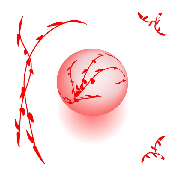 Блискучі рожеві кулі свят серед червоних квітів — стоковий вектор