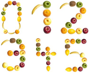 Digits made of fruits clipart