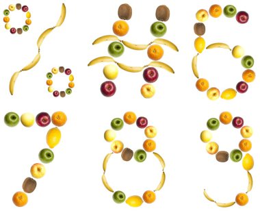 Digits made of fruits clipart