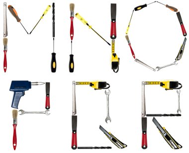 Letters made of hand tools clipart