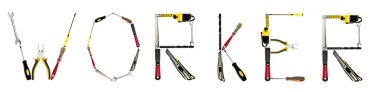 Worker word made of hand tools clipart